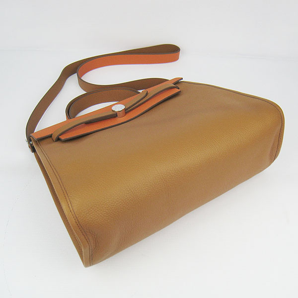 7A Replica Hermes Light Coffee/Orange Kelly 32cm Togo Leather Bag 60667 - Click Image to Close